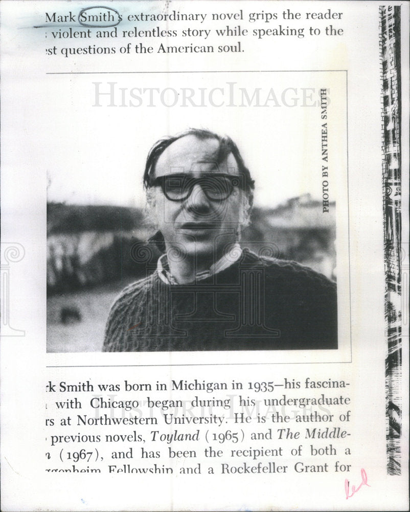 1974 Press Photo Mark Smith American Novelist Author - Historic Images