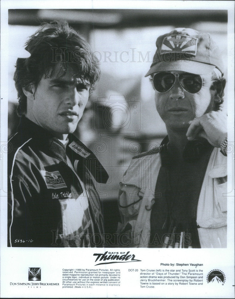 1990 Press Photo Tom Cruise and director Tony Scott "Days of Thunder" - Historic Images
