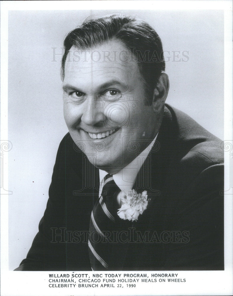 1990 Press Photo Willard Scott Honorary Chairman Chicago Fund Holiday Meals on W - Historic Images