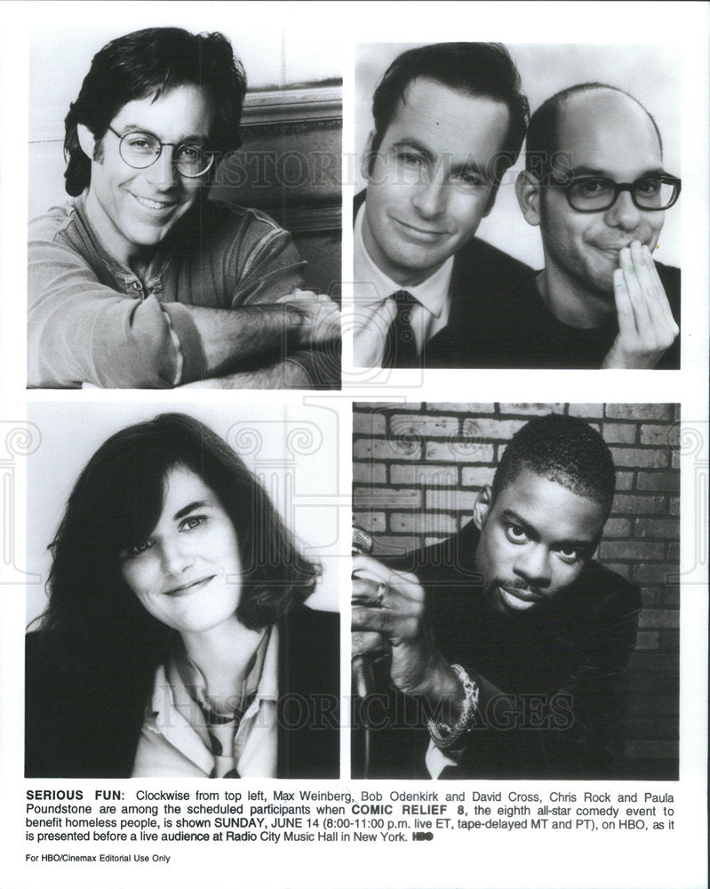 Press Photo Max Weinberg, Bob Odenkirk, and David Cross, Chris Rock and Paula - Historic Images