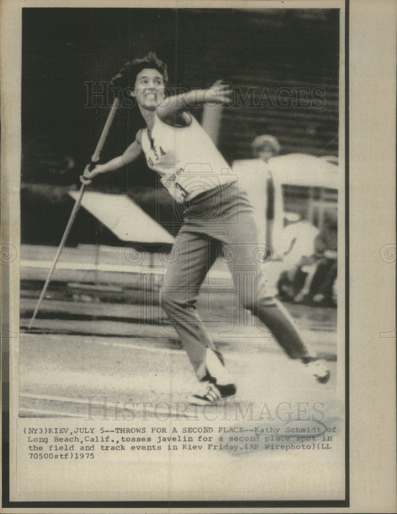 1975 Press Photo Kathy Schmidt (Javelin) - RSC50211 - Historic Images