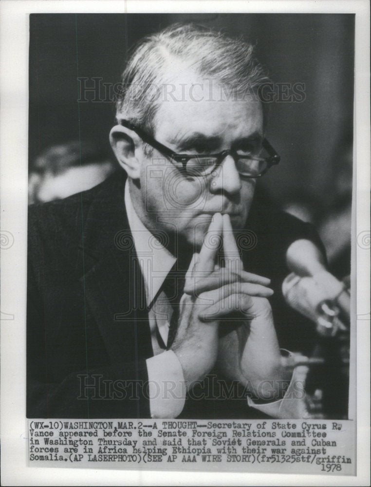 1978 Press Photo Secretary of State Cyrus R. Vance - Historic Images