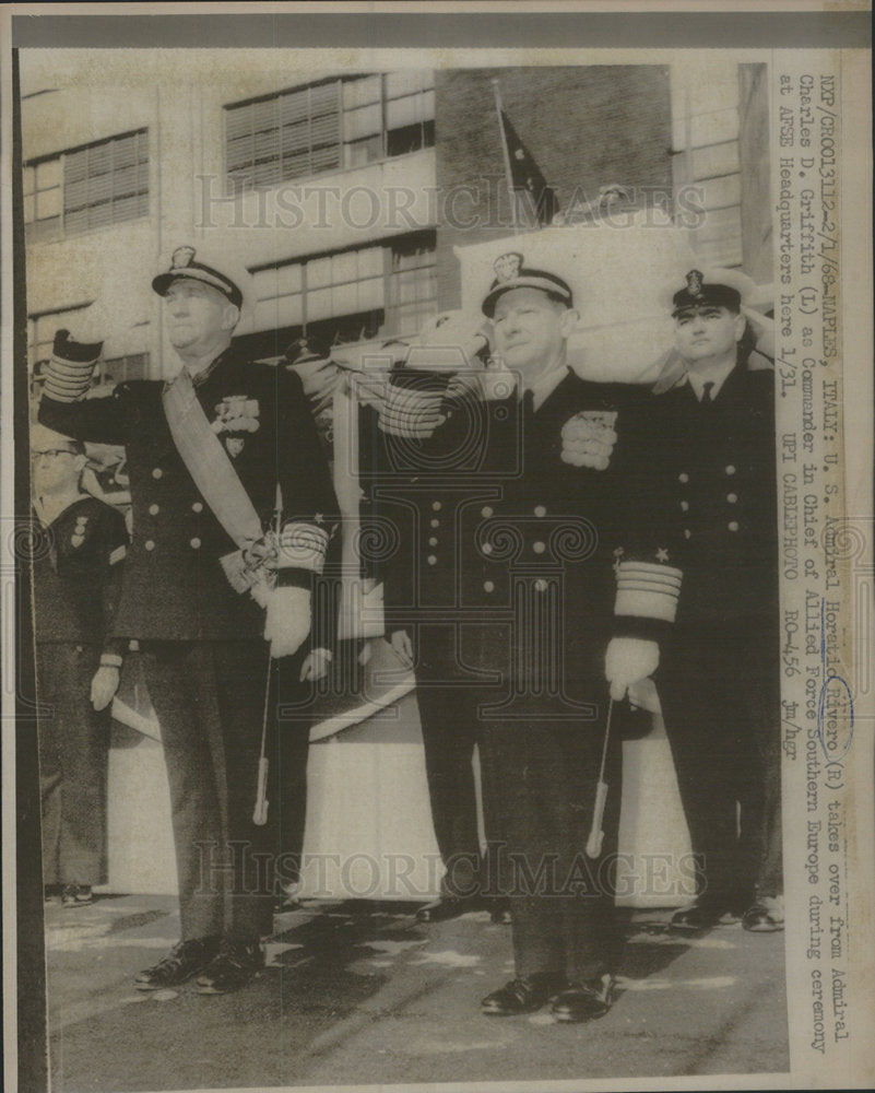 1968 Press Photo US Admiral Horatio Rivero takes over as Commander in Chief of A - Historic Images