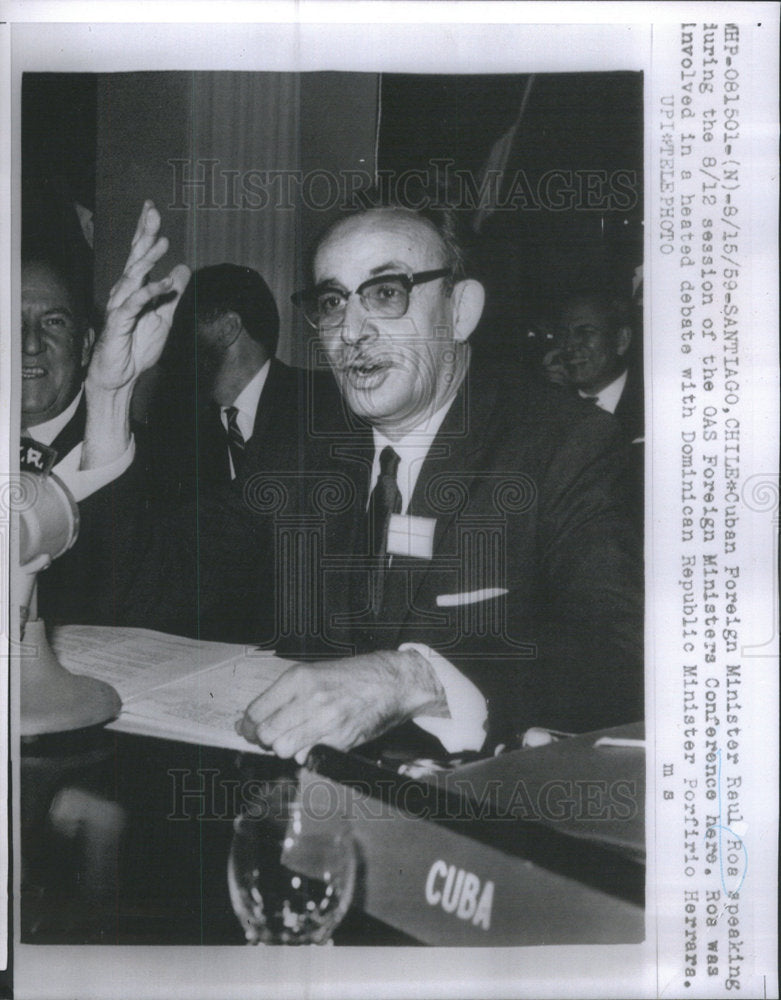 1959 Press Photo Cuban Foreign Minister Kaul Roe OAS Conference Herrara - Historic Images