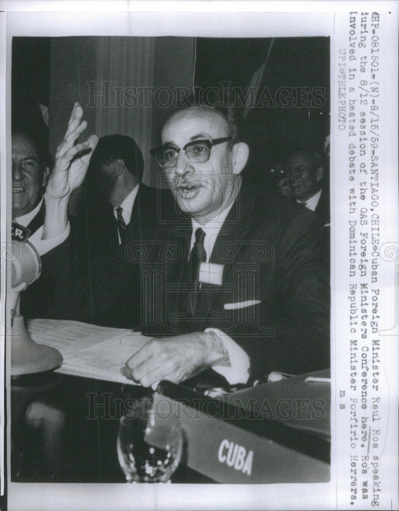 1959 Press Photo Cuban Foreign Minister Raul Roa OAS Foreign Minister session - Historic Images