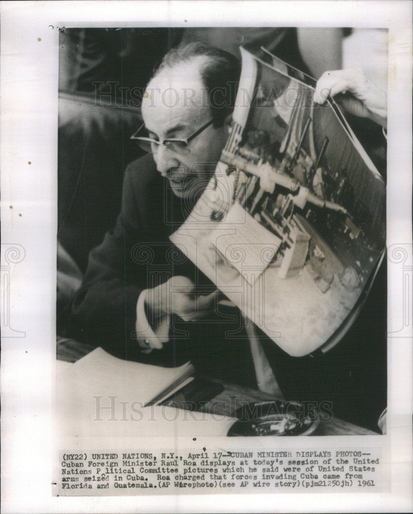 1961 Press Photo Cuban foreign minister Raul Roa session Litical committee - Historic Images