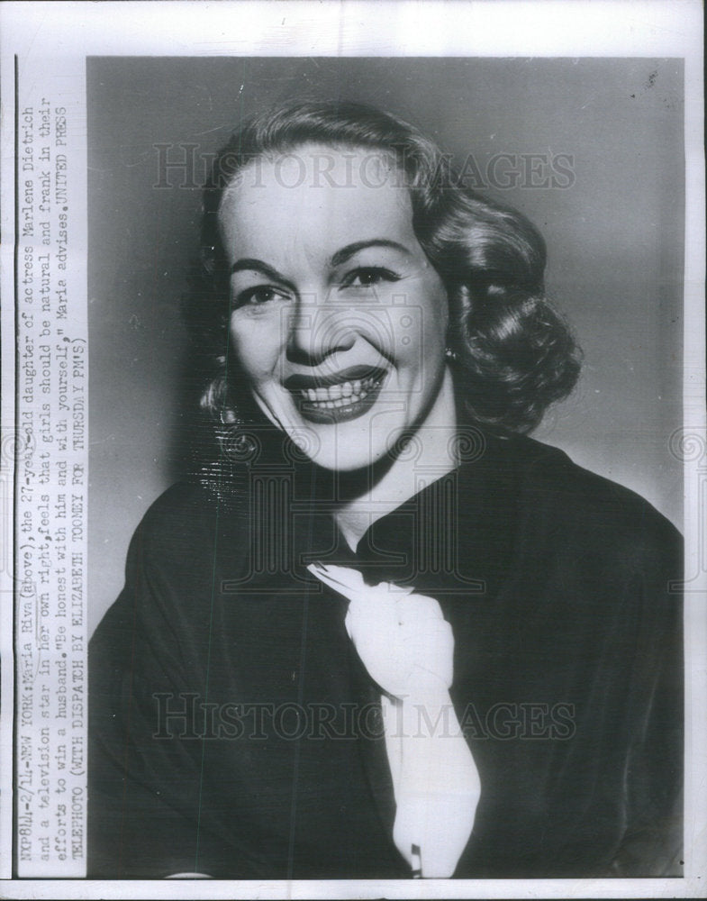 1954 Maria Riva Actress Marlene Dietrich Television Frank New York - Historic Images