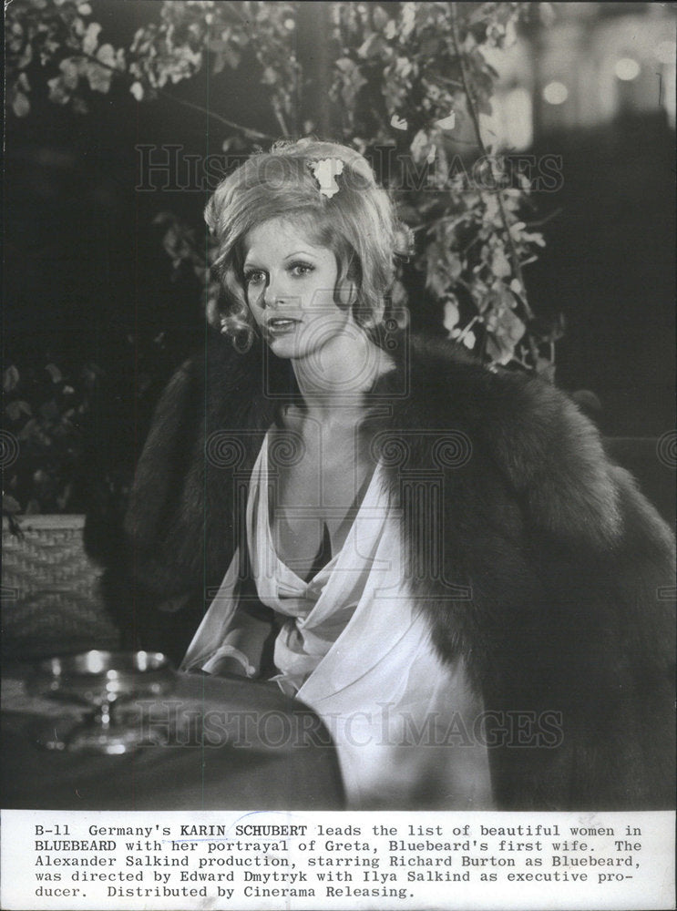 1972 Press Photo Karin Schubert German Movie Actress Bluebeard - Historic Images