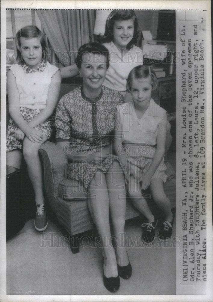 Family of Louis Shepard, Chosen as Space men, his wife and daughters. - Historic Images
