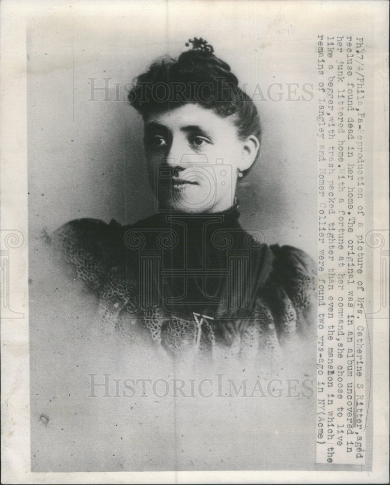 1949 Reproduction picture of Mrs. Catherine Ritter found dead in her - Historic Images