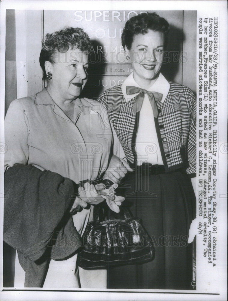 1959 Press Photo Hillbilly Singer Dorothy Shay Singer - Historic Images