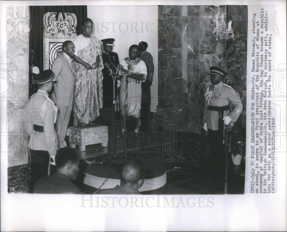 1960 Press Photo Inauguration Ghana Kwame Nkrumah Sworn President Republic Accra - Historic Images