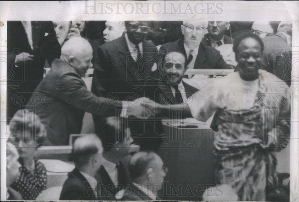 1960 Press Photo Soviet Premiere Nikita Khrushchev President Kwane Nkrumah Aisle - Historic Images