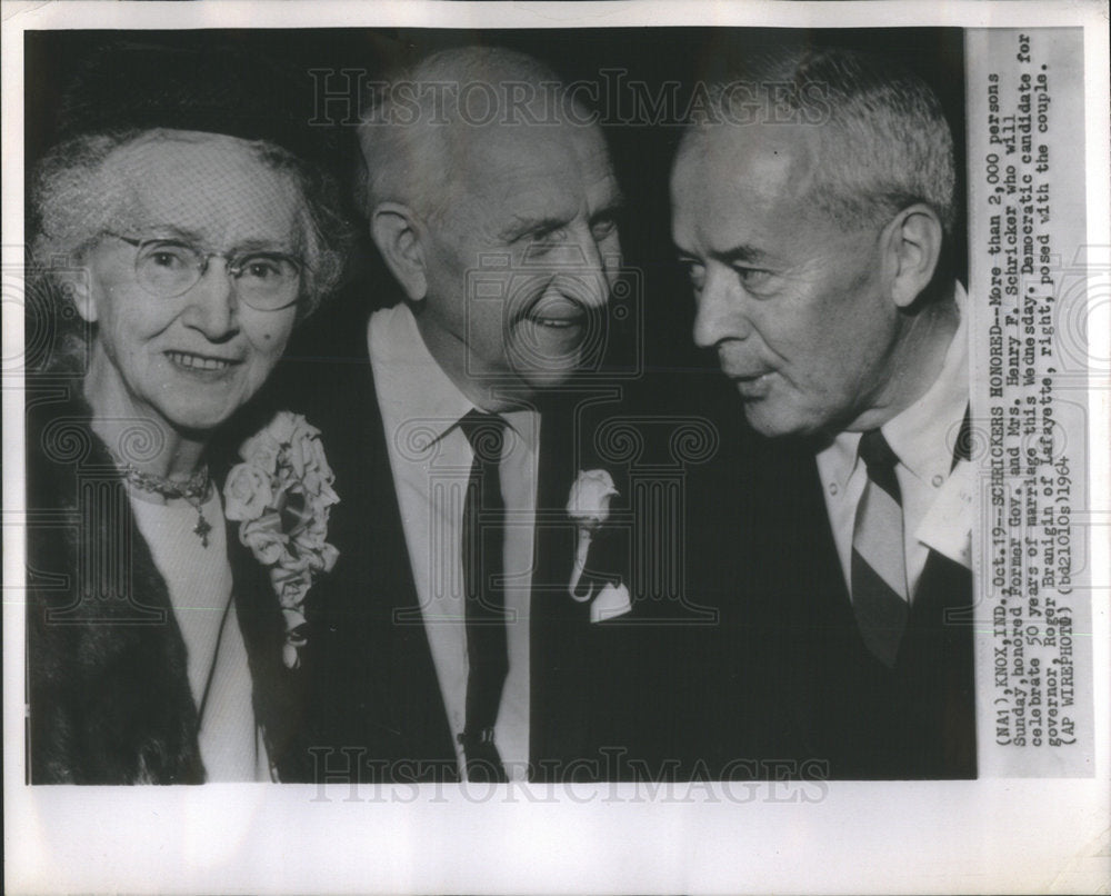 1964  Gov and Mrs Heary F Schricker Honored Roger Branigin Lafayette - Historic Images