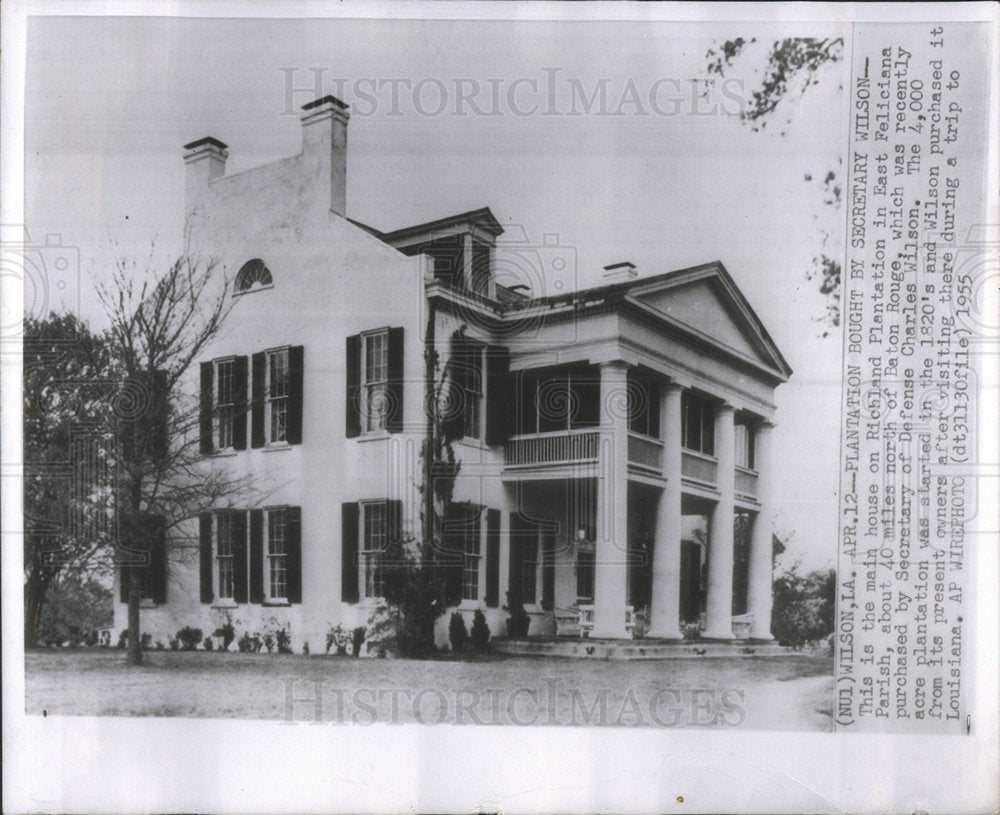 1955 Press Photo Plantation Secretary Wilson Richland Main House East Feliciana - Historic Images