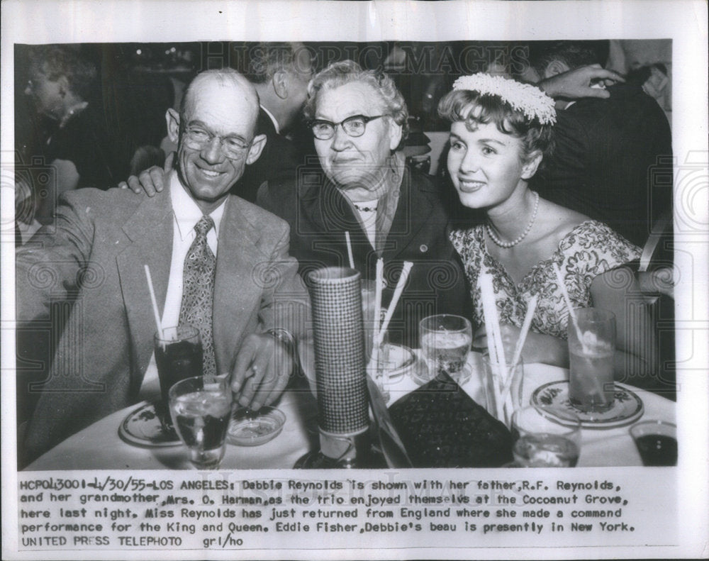 1955 Debbie Reynolds with her father and grandmother. - Historic Images