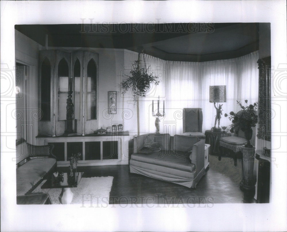 1962 Living room decorated by Leonides Rodriguez. - Historic Images