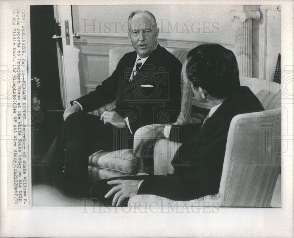 1971 Press Photo Secretary State William P Rogers President Nixon - Historic Images