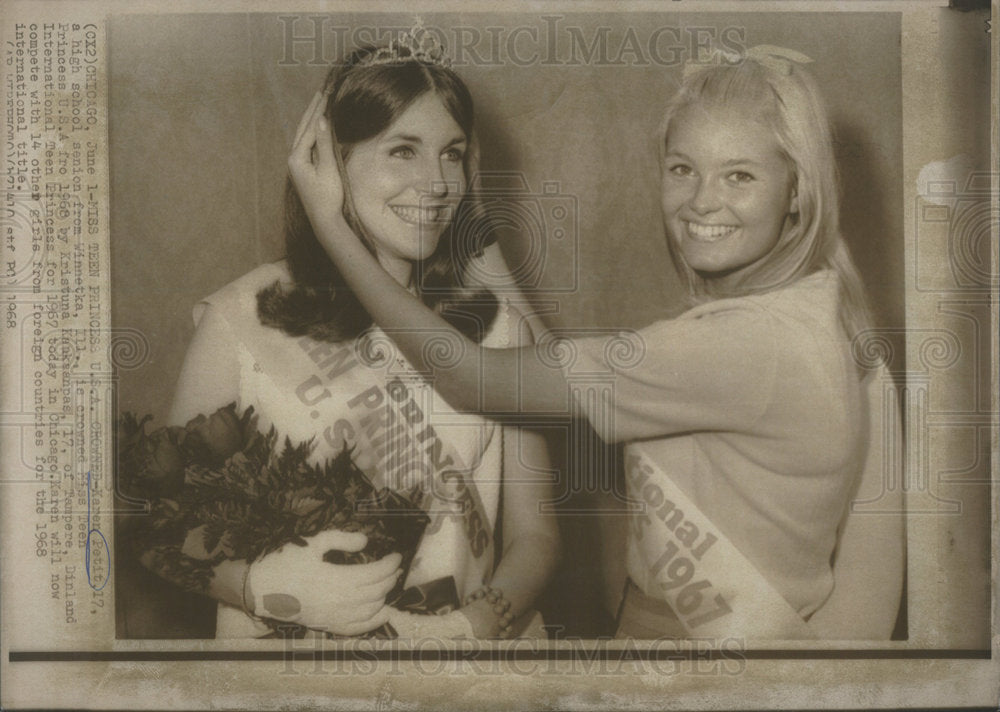 1968 Press Photo Karan Petit Crowned Princess USA Kristuna Kamkasnnes - Historic Images