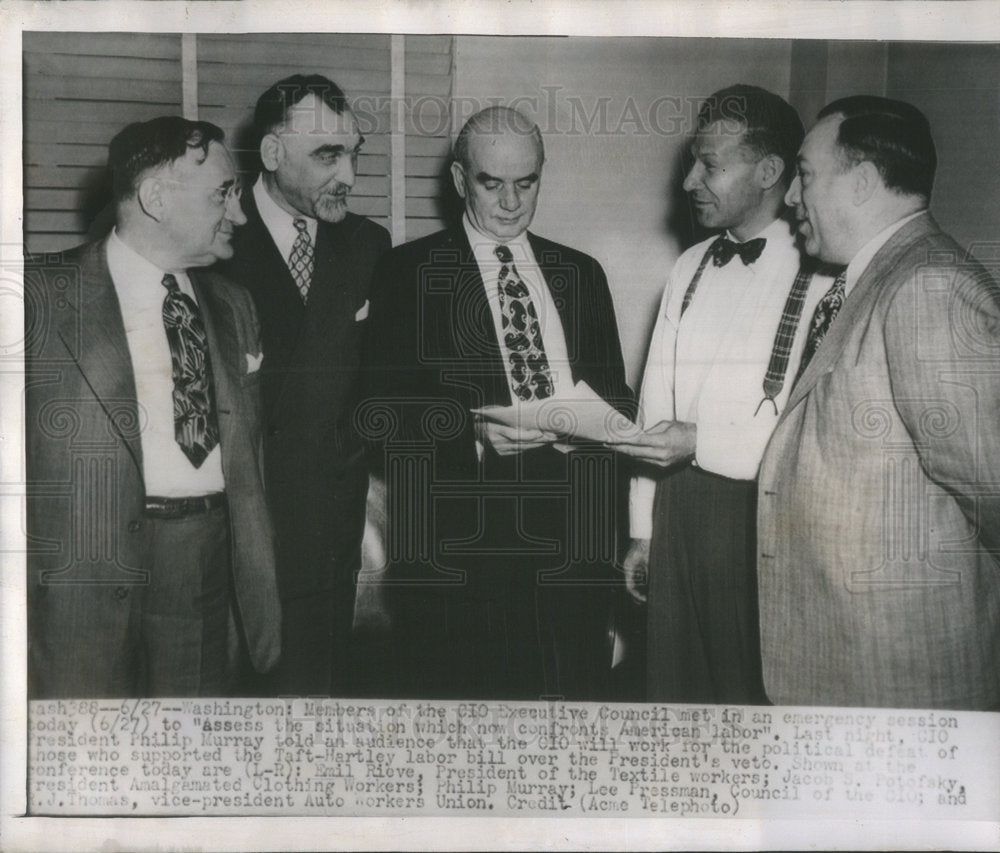 1947 Press Photo Members of the CIO executive Council to asses the situation of - Historic Images