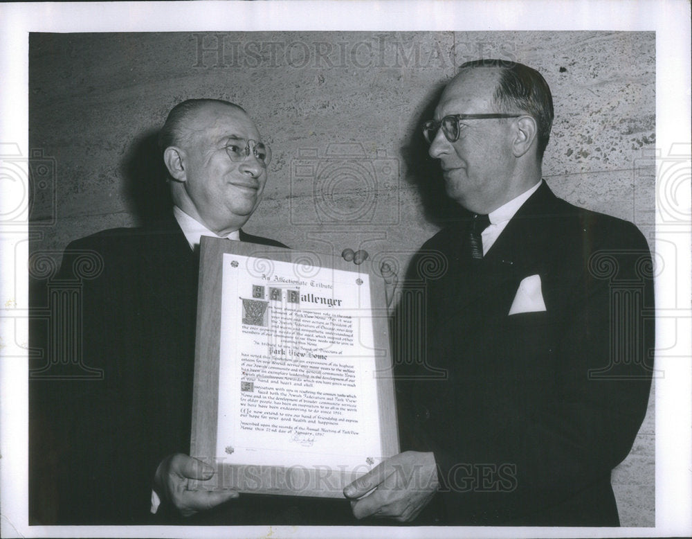 1957 Louis Reiger President Of Park Vision Of Aged Shown Plaque - Historic Images