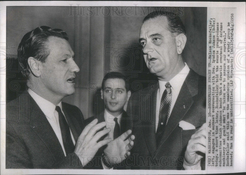 1958 Nelson Rockefeller Lyndon Johnson - Historic Images