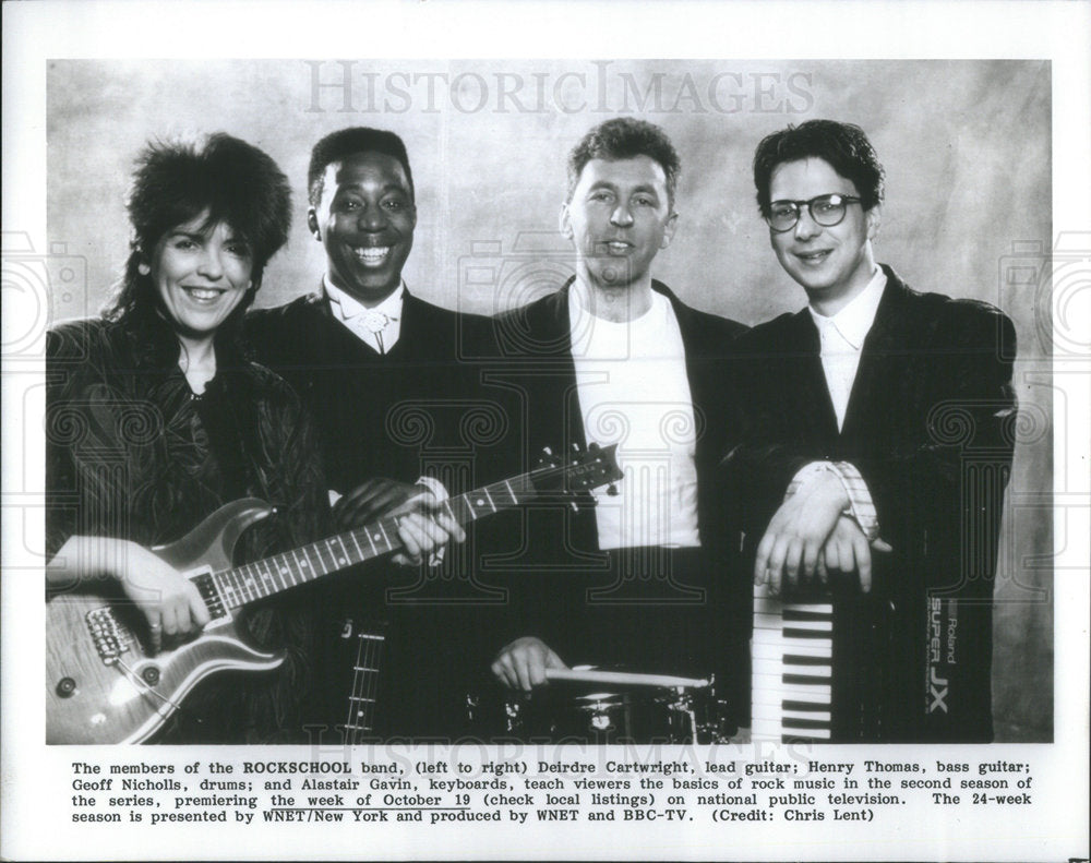 Press Photo Band Members Rockschool With Instruments - Historic Images