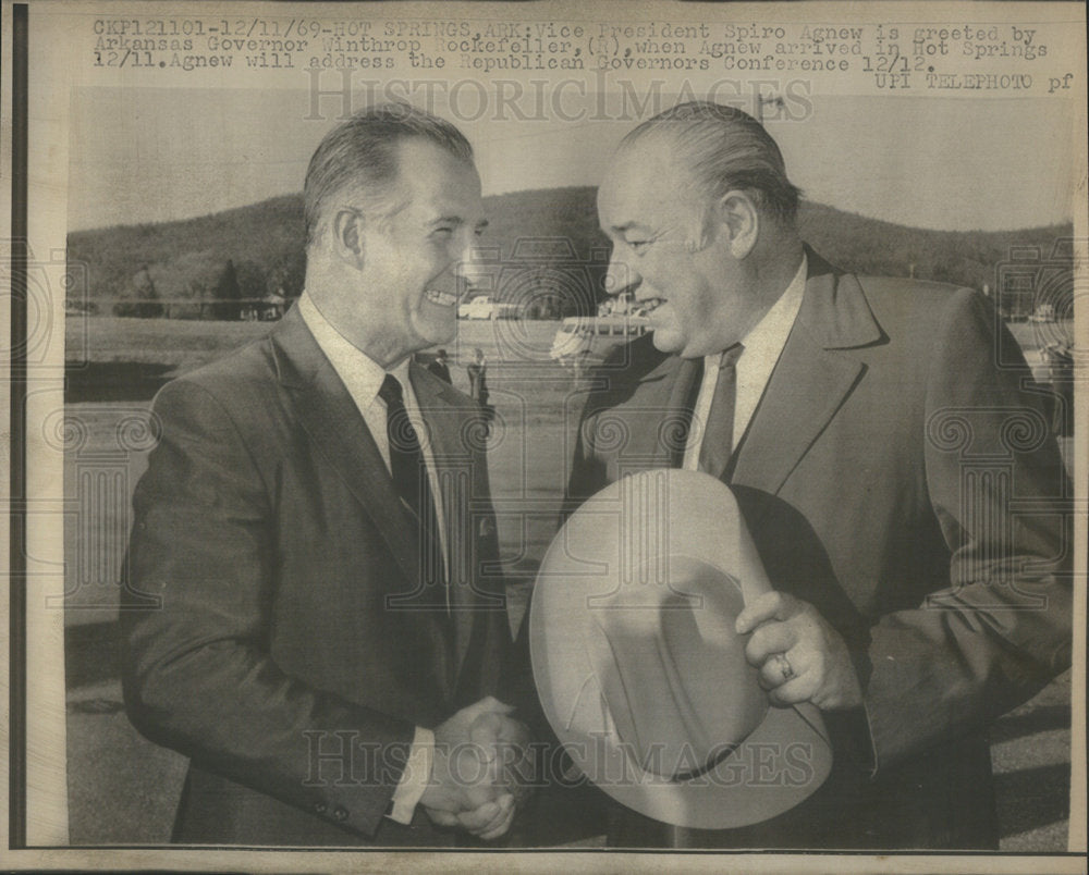 1969 Press Photo Vice President Spiro Agnew,Winthrop Rockefeller - Historic Images