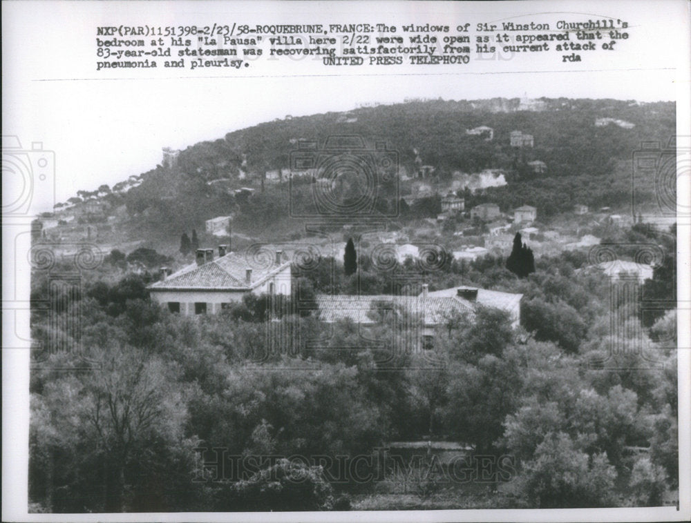 1958 Press Photo British Prime Minister Sir Winston Churchill&#39;s Villa - Historic Images