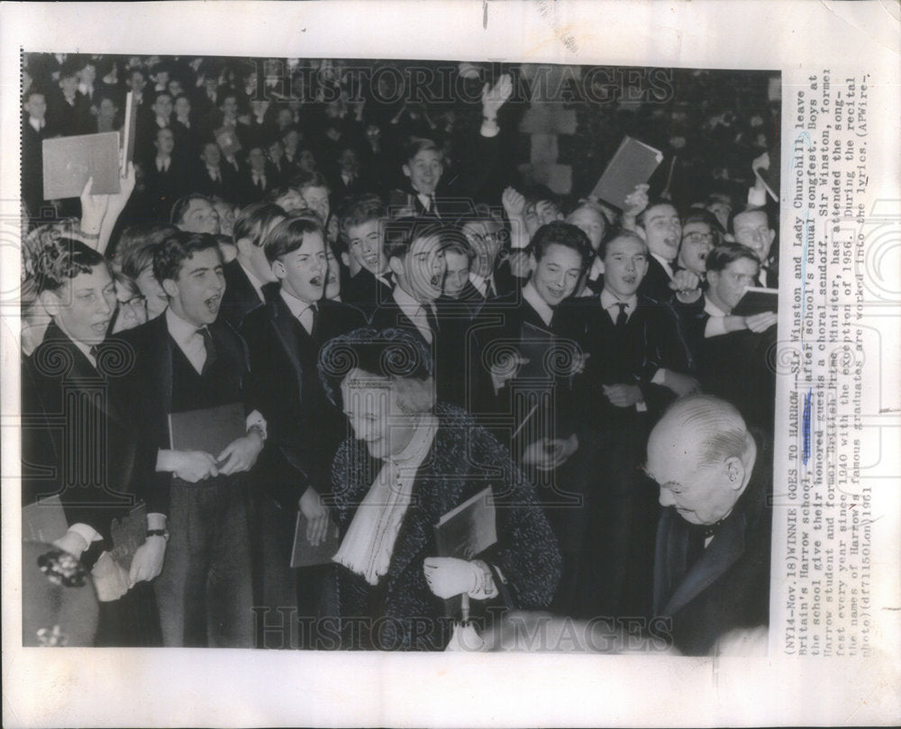 1961 Press Photo British Prime Minister Sir Winston Churchill &amp; Wife - Historic Images