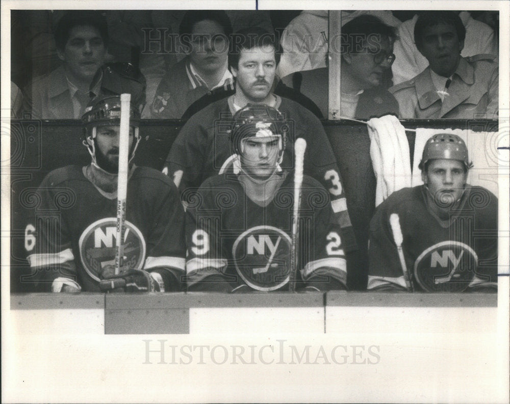 1985 Press Photo GOALIE BILLY SMITH ICE HOCKEY ISLANDER - Historic Images