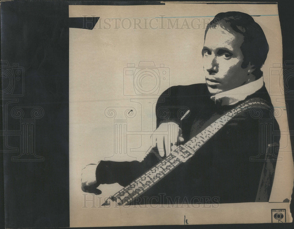 1977 Press Photo Folk Music Singer Guitarist Paul Simon Portrait - Historic Images