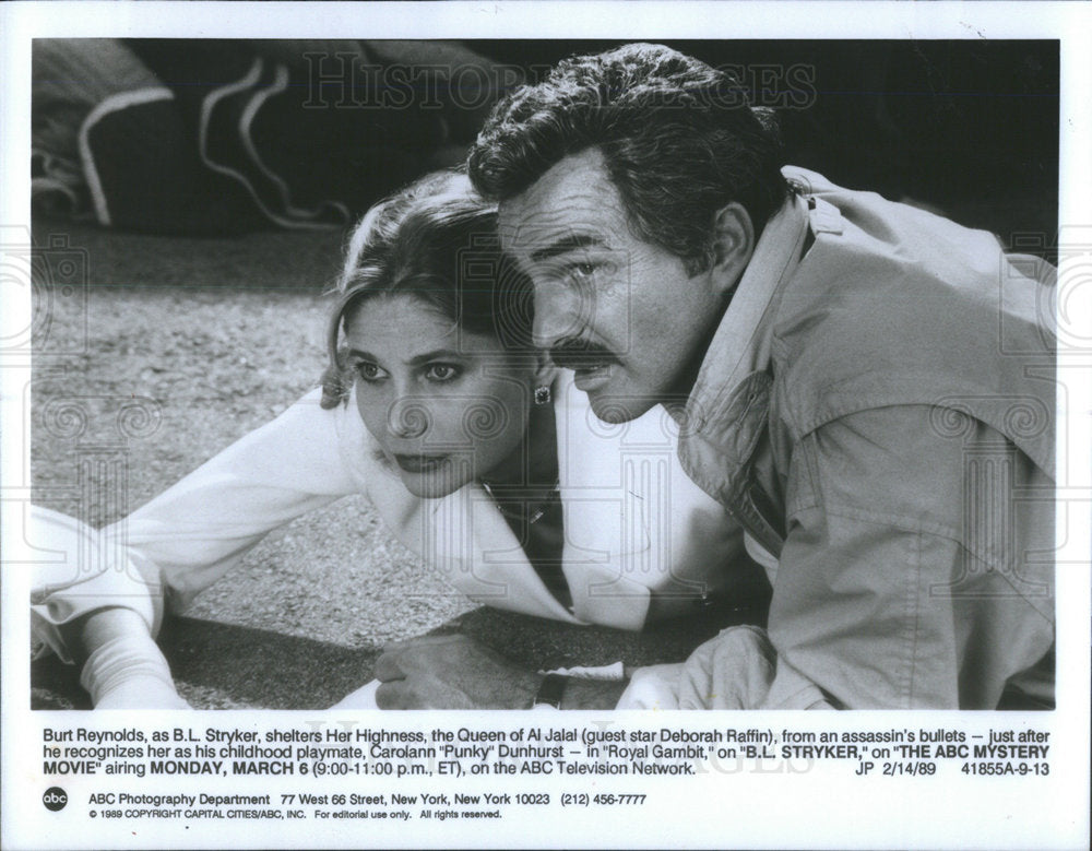 1989 Press Photo Burt Reynolds Deborah Raffin B.L. Stryker - Historic Images