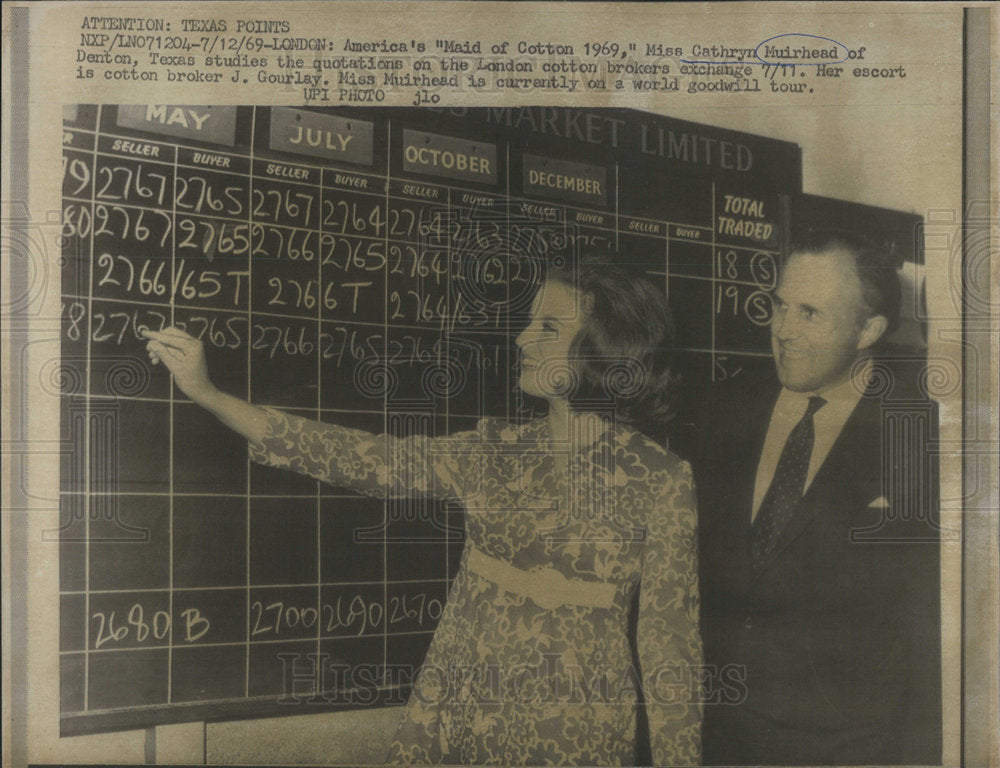 1969 Press Photo Miss Cathryn Muirhead of Denton,Texas J. Gourlay.Miss Muirhead - Historic Images