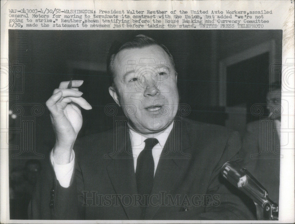 1958 Walter Reuther United Auto Workers - Historic Images