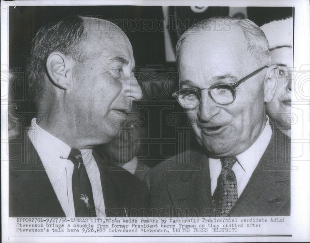 1956 Former President Harry S Truman,Adlai Stevenson - Historic Images