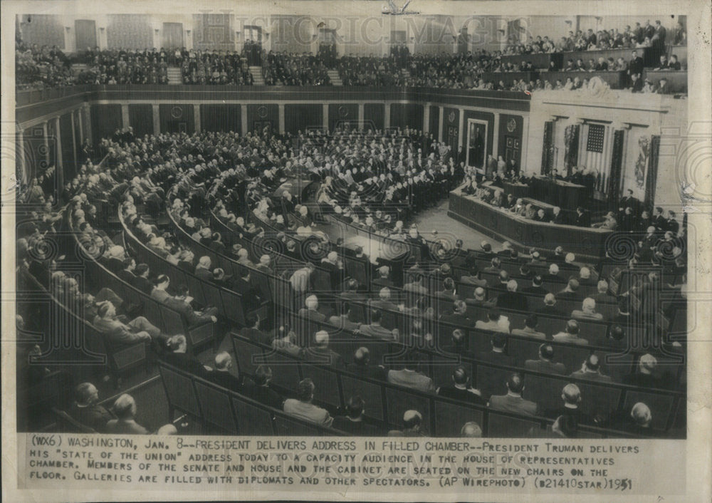 1951 Press Photo President Truman State of the Union Address - Historic Images