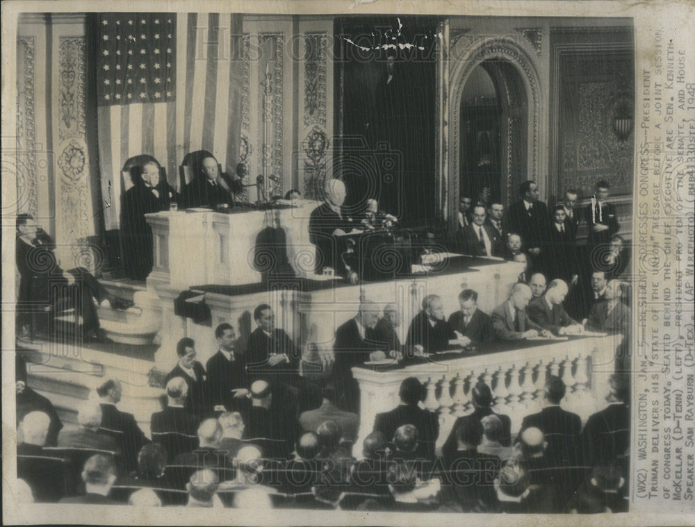 1948 Press Photo President Truman delivers State of Union message joint Congress - Historic Images