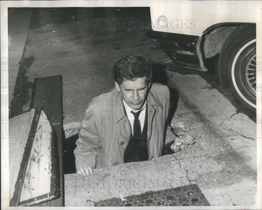 1968 James Tuchy, Reporter, Leaving the Underground Shelter - Historic Images