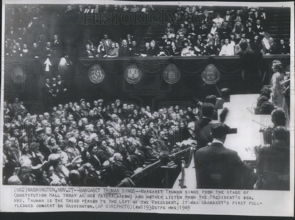 1949 Margaret Truman singing Harry Truman's wife concert Washington - Historic Images