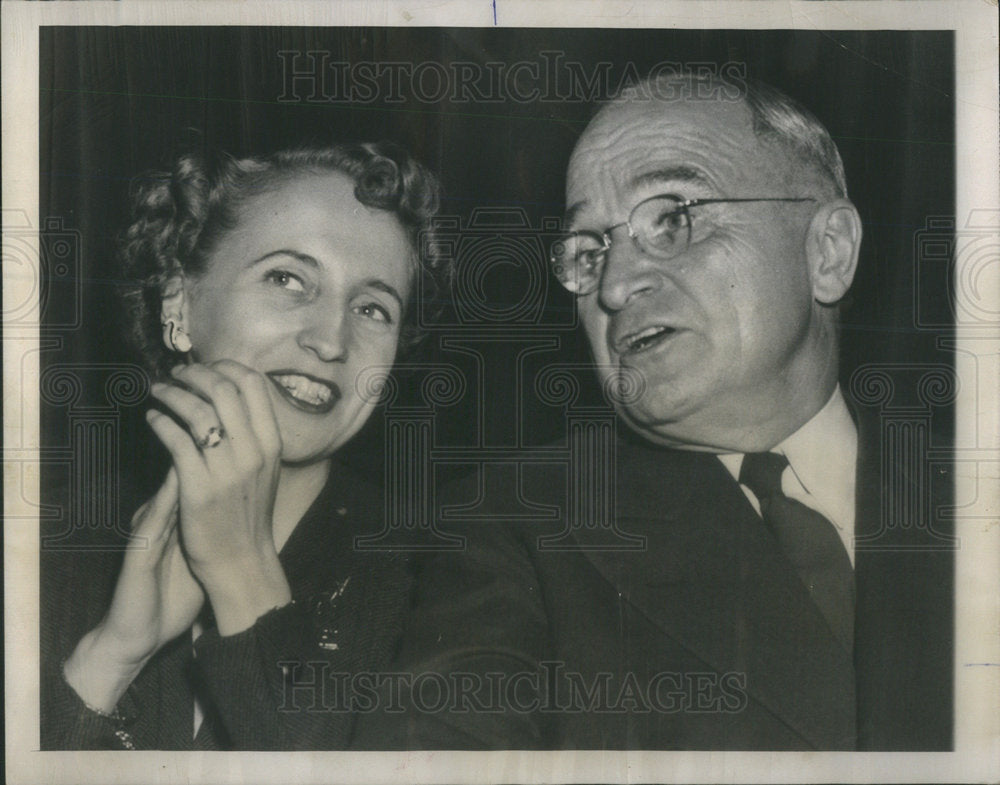 1952 Press Photo President Harry Truman daughter Margaret dinner Chicago - Historic Images