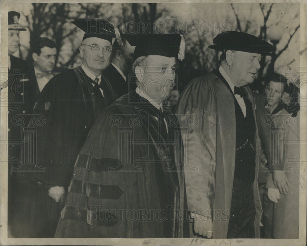 1946 receiving honorary degree Truman Churchill criticize Russia - Historic Images