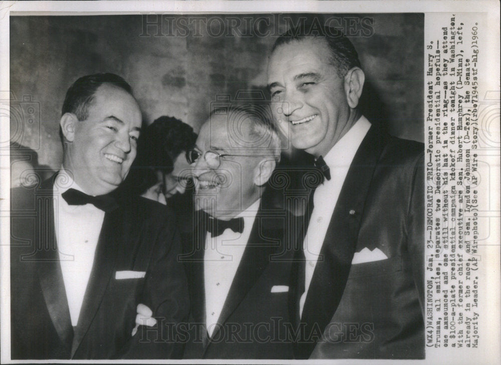 1960 Harry Truman, Hubert Humphrey & Sen. Lyndon Johnson  - Historic Images