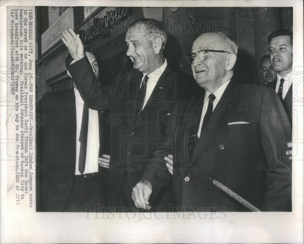 1965 LBJ with ex-pres Harry Truman in Kansas City - Historic Images