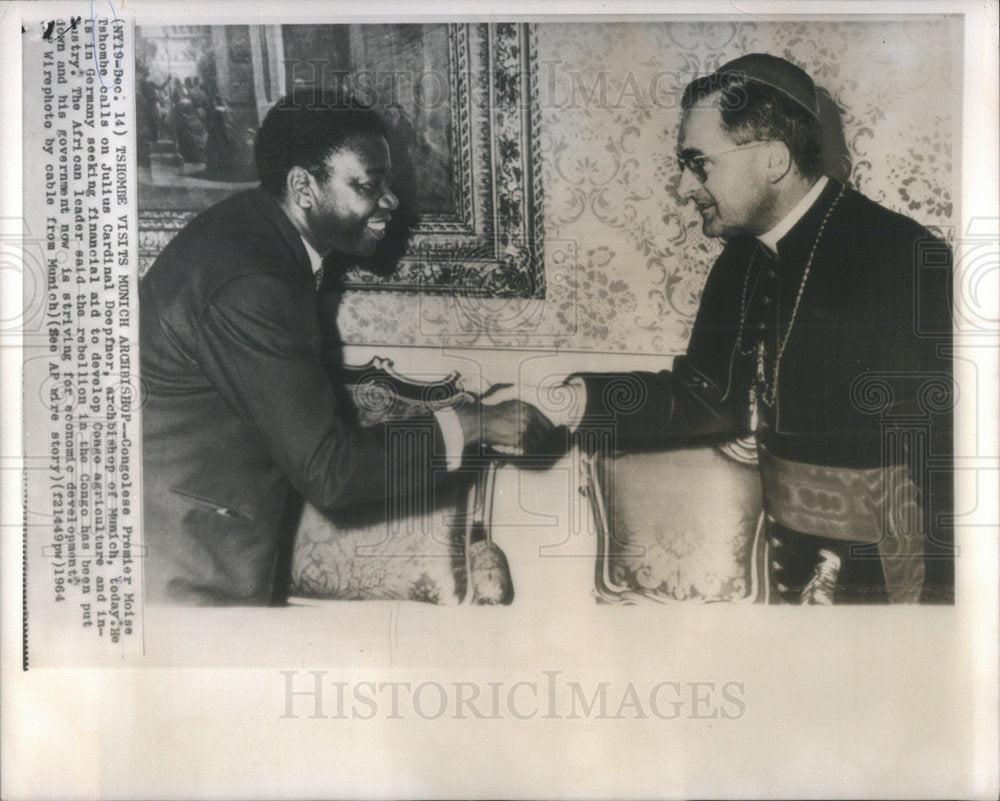 1964 Congolese Premier Moise Tshombe Julius Cardinal Doepfner Munich - Historic Images