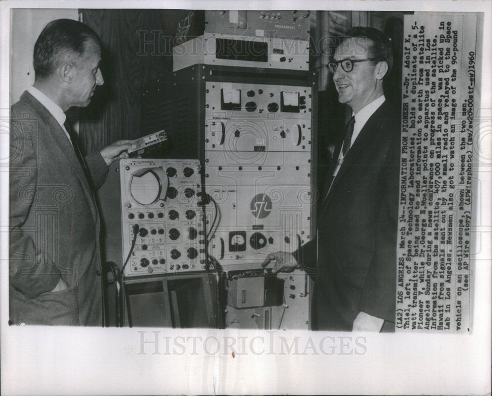 1960 Dr. Adolf Thiel Space Transmitter Pioneer V Dr. Mueller - Historic Images