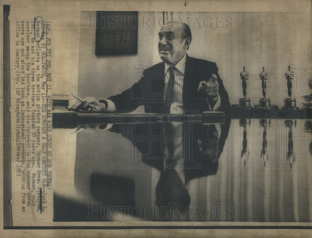 1973 Press Photo Jack L. Warner/Warner Brothers Pictures/Producer - Historic Images
