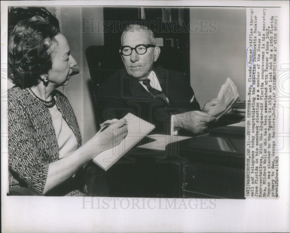 1963 Claude Pepper Democratic Senator Florida - Historic Images