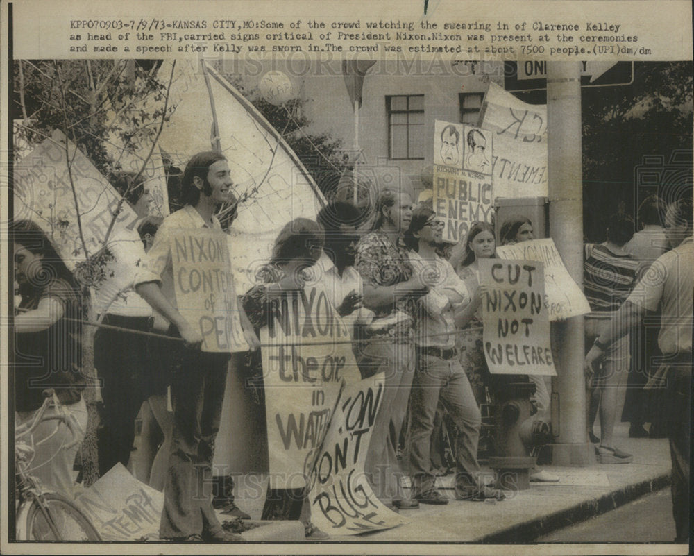 1973 Protesters At Swearing In OF Clarence Kelly As Head Of FBI - Historic Images