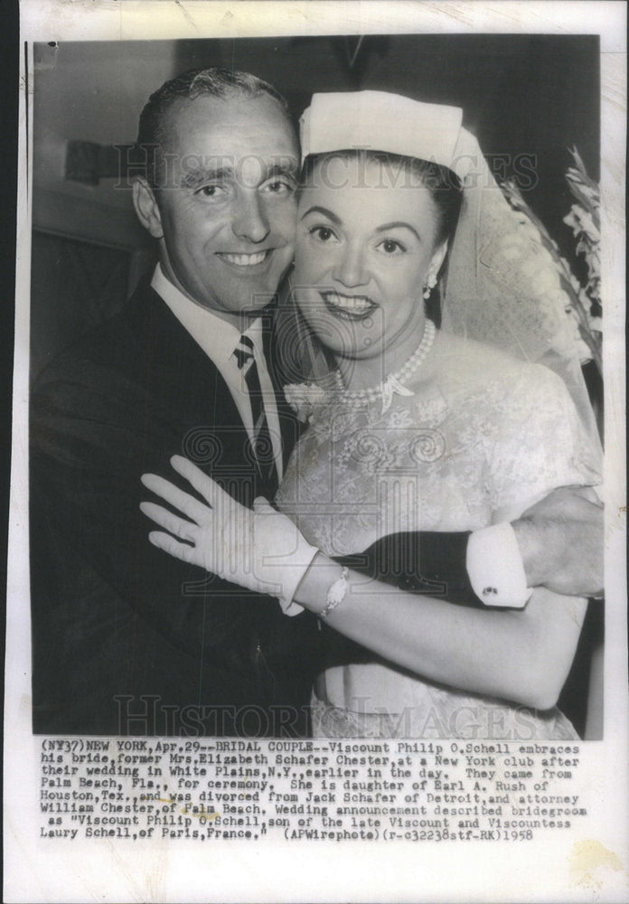 1958 Philip Schell Elizabeth Schafer Chester Wedding - Historic Images